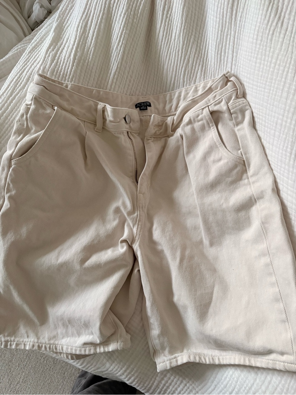 J.Crew Off-White Cotton High-Rise Shorts